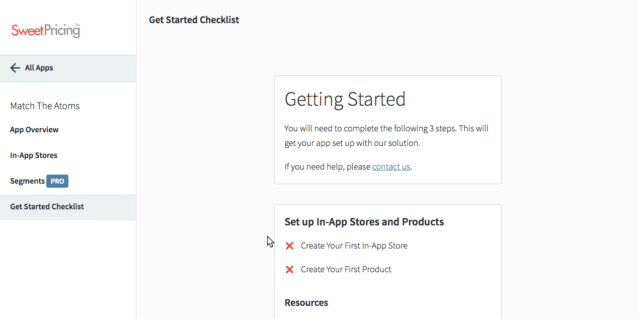 You can create an in-app store from the 'In-App Stores' tab.